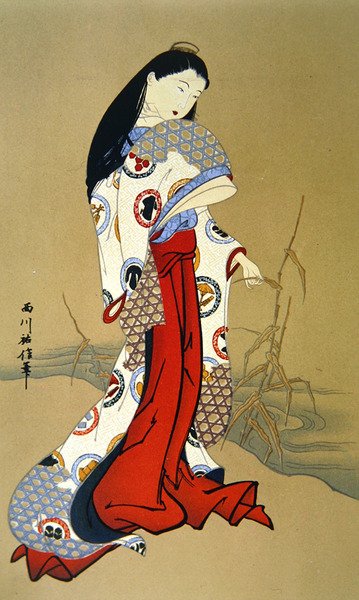 Chica japonesa del período Genroku de School Japanese