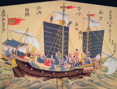 Barco mercante japonés del siglo XVIII de School Japanese