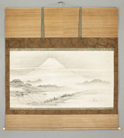 Kakemono, paisaje del Monte Fuji de Japanese School