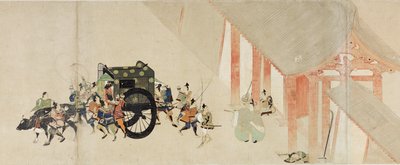 Cuento ilustrado de la Guerra Civil, La visita imperial a Rokuhara (Cuento ilustrado de la Guerra Civil, La visita imperial a Rokuhara) - Obra anónima, acuarela y tinta sobre papel, segundo rollo de School Japanese