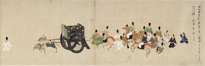 Cuento ilustrado de la Guerra Civil, La visita imperial a Rokuhara (Cuento ilustrado de la Guerra Civil, La visita imperial a Rokuhara) - Obra anónima, acuarela y tinta sobre papel, quinto rollo de School Japanese