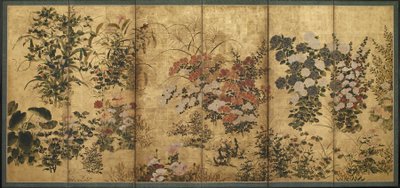 Flores de verano y otoño, Periodo Edo de Japanese School