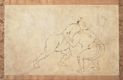 Luchadores de sumo (tinta sumi sobre papel) de School Japanese