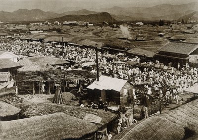 Vista del mercado en Daegu, Corea de School Korean