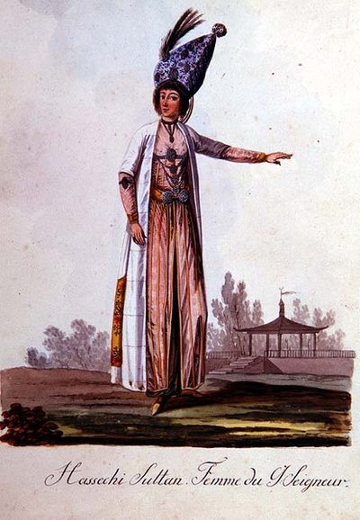 Esposa del sultán, de un álbum de trajes turcos, finales del siglo XVIII de School Levantine