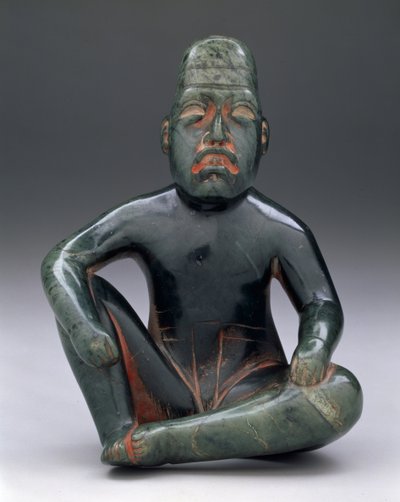 Figura sentada con rodilla levantada, Olmeca de las tierras altas, San Martín Texmelucan de School Mexican