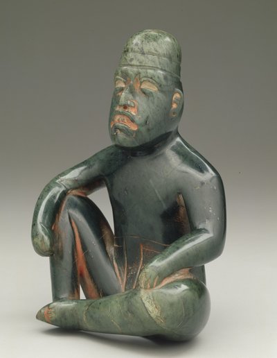 Figura sentada con rodilla levantada, Olmeca de las tierras altas, San Martín Texmelucan de School Mexican
