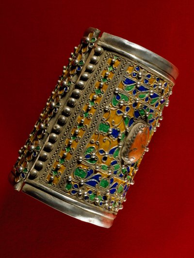 Brazalete de coral, plata y esmalte, Marruecos de School Moroccan