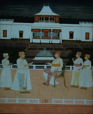 Hazan Riza Presenta una Súplica al Nawab de Oudhaa en un Jardín Mughal de School Mughal