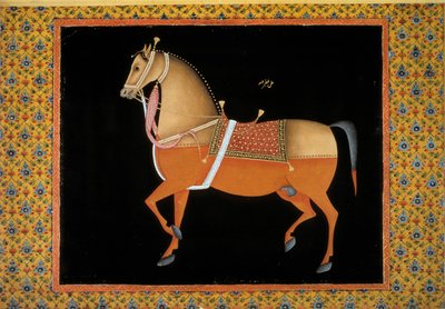 Arte mogol: representación de un semental de School Mughal