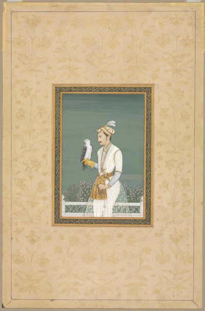 Retrato de un príncipe con un halcón de School Mughal