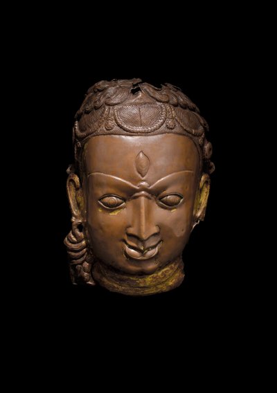 Máscara repujada de Shiva, c. siglo XI de School Nepalese