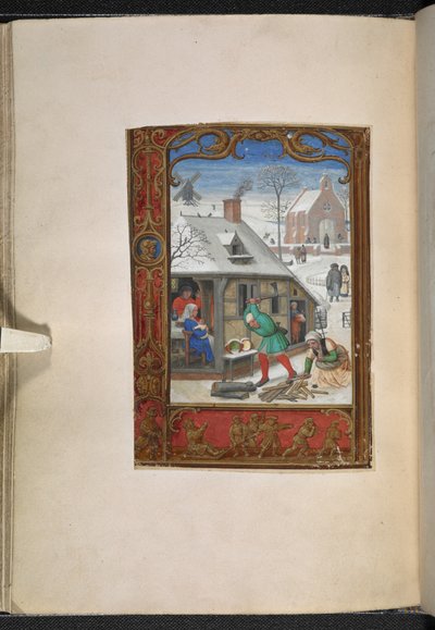 Agregar MS 24098 f.18v Página de calendario para enero, Libro de horas, Uso de Roma (el 