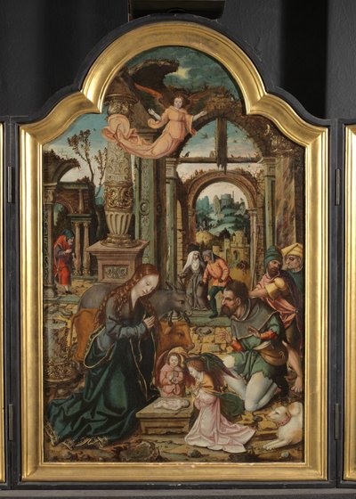 Adoración de los Pastores (panel central de un tríptico) de School Netherlandish