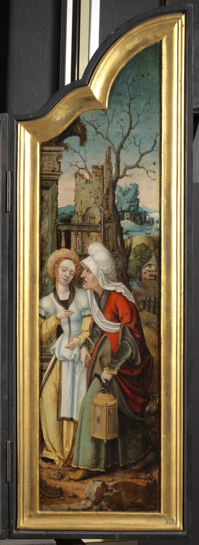 Adoración de los Pastores (panel izquierdo de un tríptico) de School Netherlandish