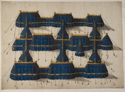 Diseño para un pabellón real en azul y oro, c.1520 (vitela) de School Netherlandish
