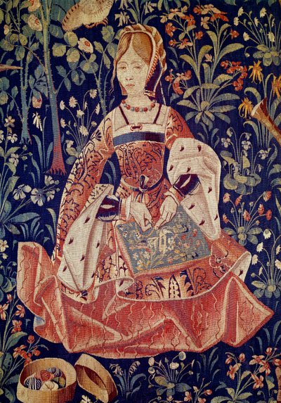 Colgante de vida señorial: Bordado. (detalle) de School Netherlandish