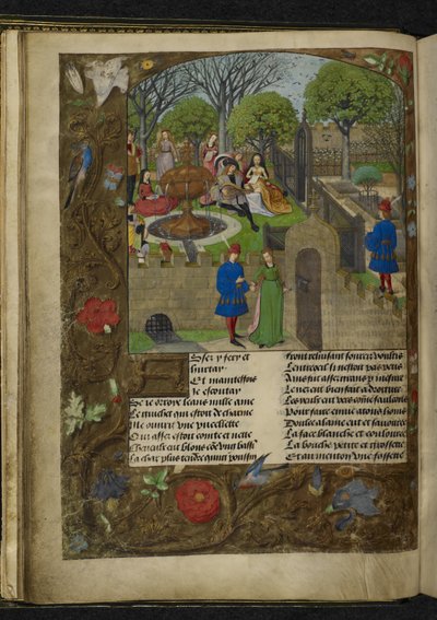 Harley 4425f. 12v Jardín del Placer (vitela) de School Netherlandish