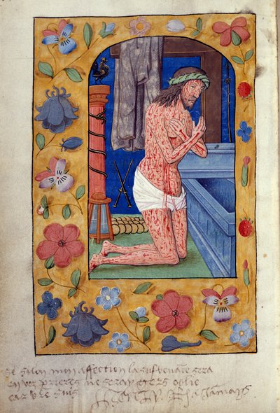 Reyes 9 f.231v Cristo se arrodilla junto a una tumba abierta (vitela) de School Netherlandish
