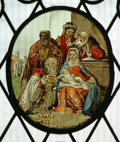 Medallón: La adoración de los magos (vidriera) de School Netherlandish