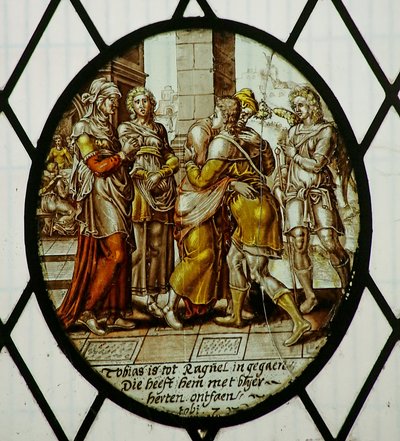 Rondel: Tobías llega a Ecbatana de School Netherlandish