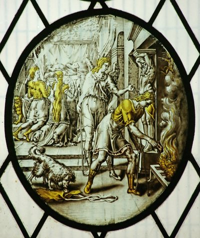 Medallón: Tobías quema el hígado del pez de School Netherlandish