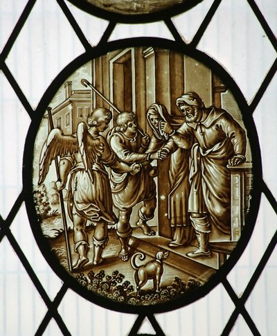 Medallón: Tobías parte con el ángel, probablemente siglo XIX de School Netherlandish
