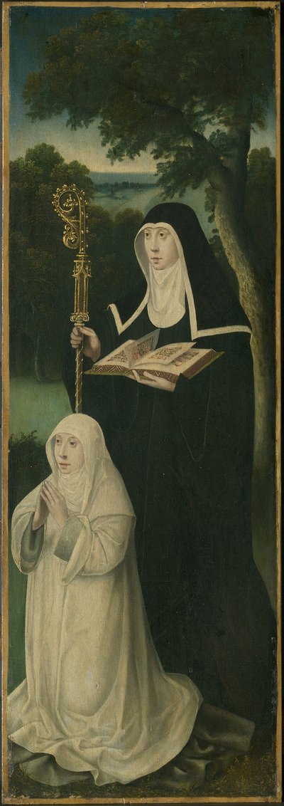 Santa Gertrudis de Nivelles y una canonesa agustina de School Netherlandish