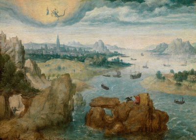 San Juan en Patmos (óleo sobre tabla) de School Netherlandish