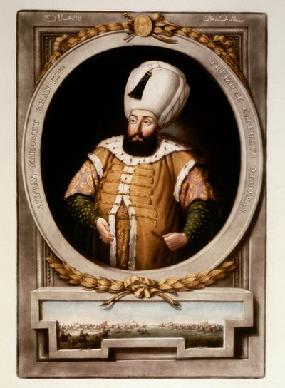 Imperio Otomano: Retrato del Sultán Mehmet III (1566-1603). Miniatura. Biblioteca del Museo Topkapi Sarayi, Estambul de School Ottoman