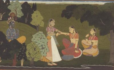 51.207/11 Una confidente ruega a Radha que se encuentre con Krishna, ilustración de la serie 