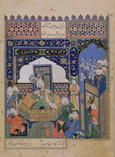Or.2838 f.20v Timur entronizado en Balkh, persa (vitela) de School Persian
