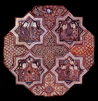 Arte persa: fragmento de un panel de mayólica mural, de Damghan de School Persian