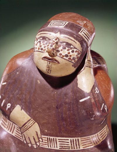 Recolector de cacao de cerámica, Cultura Nazca (detalle) de School Peruvian