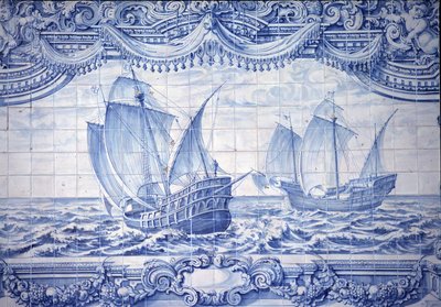 Carabelas en los siglos XV-XVII, azulejos, alrededor de Lisboa, Portugal de School Portuguese