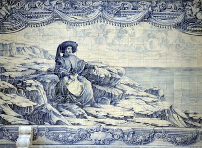 Enrique el Navegante, sentado, mirando al mar - Azulejo de los alrededores de Lisboa (Sintra) de School Portuguese