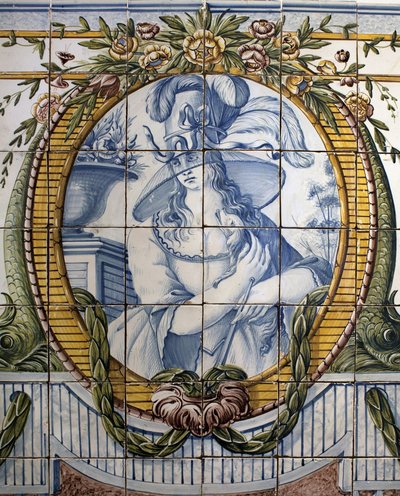 Panel ornamental con retrato de una mujer de School Portuguese