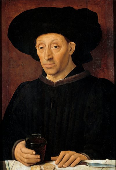 Retrato del hombre con la copa de vino de School Portuguese