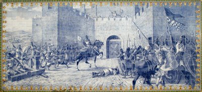 La leyenda de Gil Paes (siglo XIV), Capitán General de Torres Nova (Portugal) - Durante la invasión de los castellanos en 1372, el hijo de Gil Paes es capturado por los españoles y asesinado a las puertas del castillo de asedio frente a la negativa de rend de School Portuguese