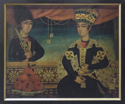 Un príncipe Qajar, posiblemente de Mohammad Sadgeh (óleo sobre lienzo) de School Qajar