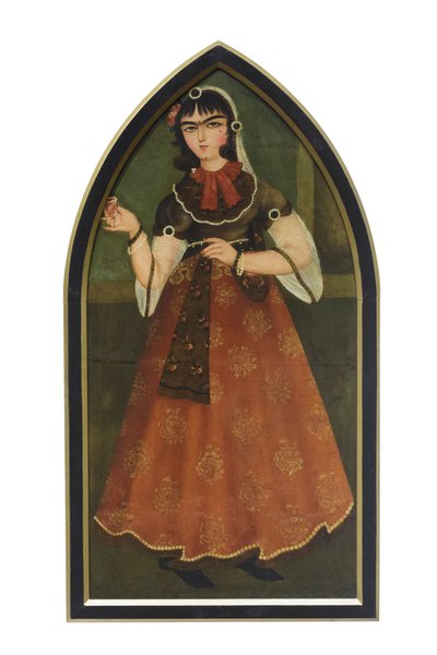 Una joven, por un seguidor de Mohammad Hassan, artista desconocido (óleo sobre lienzo) de School Qajar