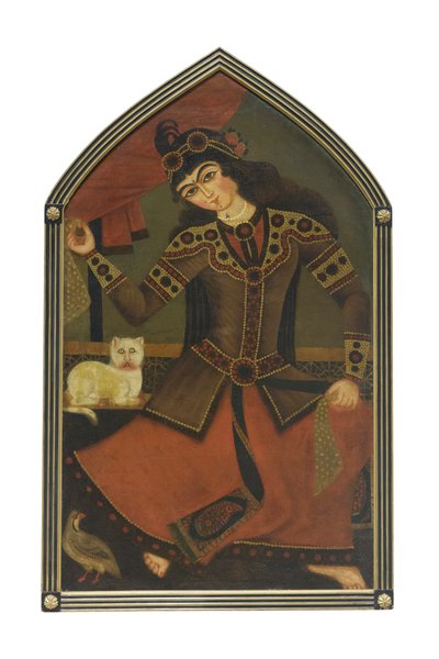 Una mujer joven, artista desconocido (óleo sobre lienzo) de School Qajar