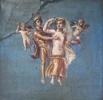 Marte y Venus sobre fondo azul, Herculano de School Roman