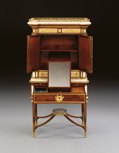 Un bonheur du jour ruso de mármol blanco y caoba con montura de ormolu, c.1790 de School Russian