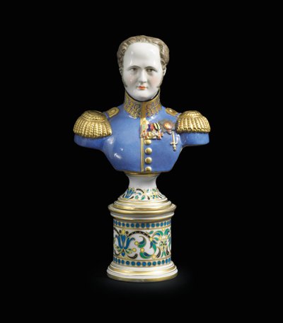 Busto de porcelana del Emperador Alejandro I, c. 1825-1850 de School Russian