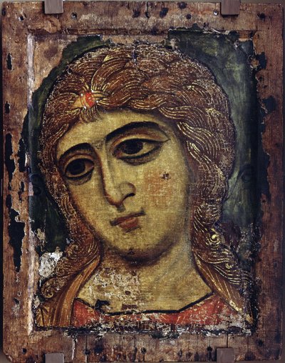 Arcángel Gabriel - El Arcángel Gabriel (El ángel con el cabello dorado) - Icono ruso - ca 1200 - Témpera sobre panel - 49x38,5 - Museo Estatal Ruso, San Petersburgo de School Russian