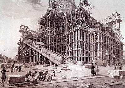 Construcción de la iglesia del Palacio de Invierno (San Petersburgo). Escuela rusa de School Russian