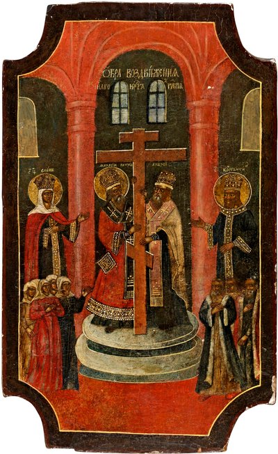 Exaltation de la Sainte Croix (Exaltación de la Santa Cruz) - Icono ruso, témpera sobre madera de School Russian