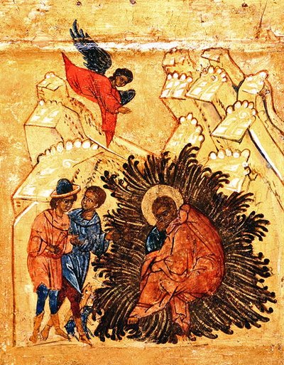 Icono que representa el Sueño de San José, c.1550 (detalle) de School Russian