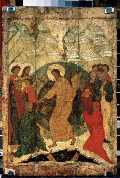""El descenso de Cristo al limbo"" Ícono ruso. pintura sobre madera de School Russian